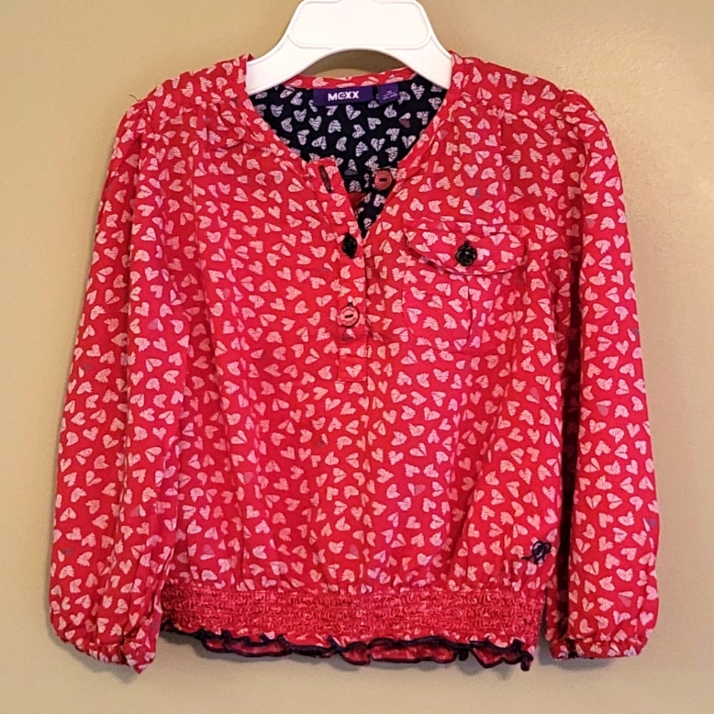 Mexx red blouse with heart patterns